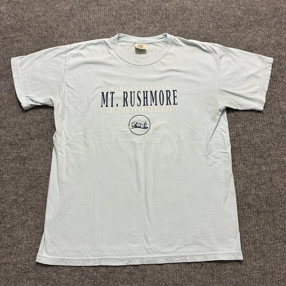 Comfort Colors Mt. Rushmore T-Shirt‎ Mens Large Blue Heavyweight Short Sleeve